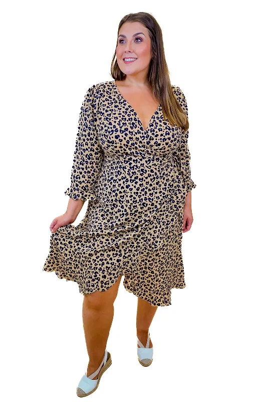Animal Print Wrap Plus Size Midi Dress Plus Size Lace