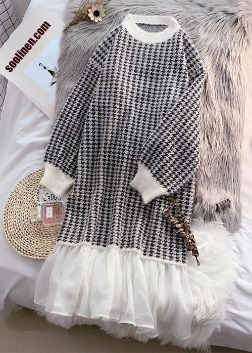 Fashion patchwork Sweater outfits Design cute Mujer o neck knit dress Long Sleeve Sweater Dress Fashion patchwork Sweater outfits Design cute Mujer o neck knit dress Long Sleeve Sweater Dress