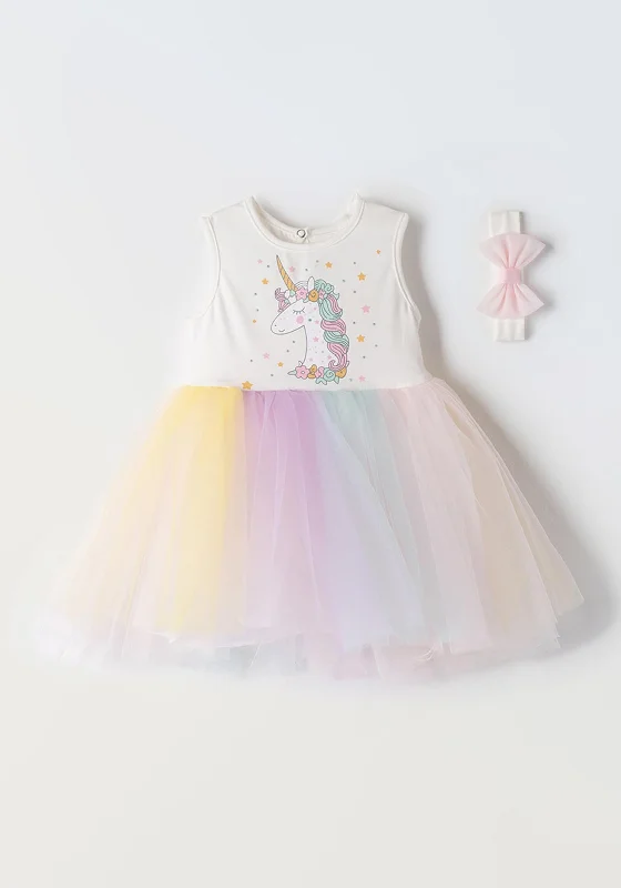 Ebita Girls Unicorn Sleeveless Tulle Dress and Hairband Set, Multi Tulle Dress Charm Ebita Girls Unicorn Sleeveless Tulle Dress and Hairband Set, Multi Tulle Dress Charm