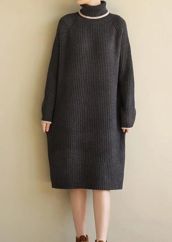 Oversized black gray Sweater outfits Refashion Largo high lapel collar sweater dress Slim Fit Sweater Dress Oversized black gray Sweater outfits Refashion Largo high lapel collar sweater dress Slim Fit Sweater Dress
