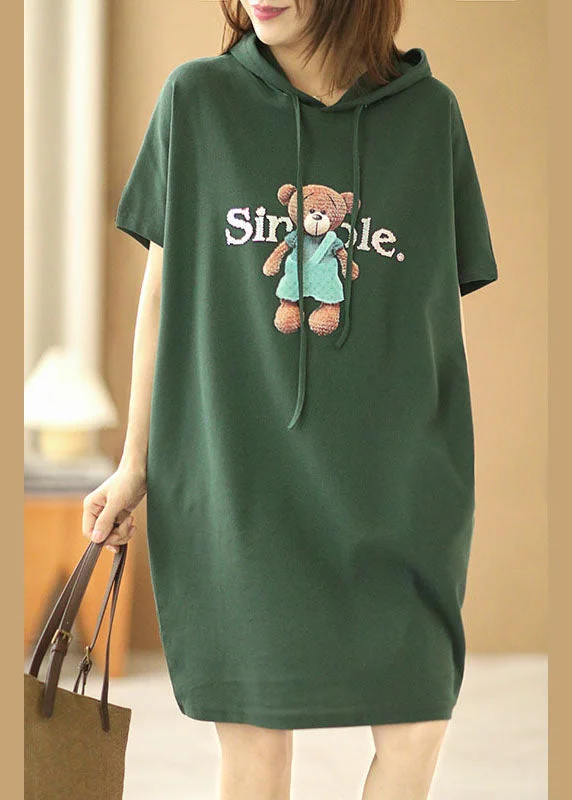 French Green Hooded Drawstring Print Cotton Pullover Sweatshirt Dress Short Sleeve Plaid Shirt Dress French Green Hooded Drawstring Print Cotton Pullover Sweatshirt Dress Short Sleeve Plaid Shirt Dress
