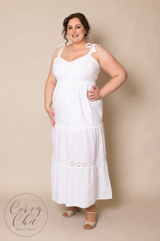 White Cotton Plus Size Dress | Brave Soul Plus Size Satin