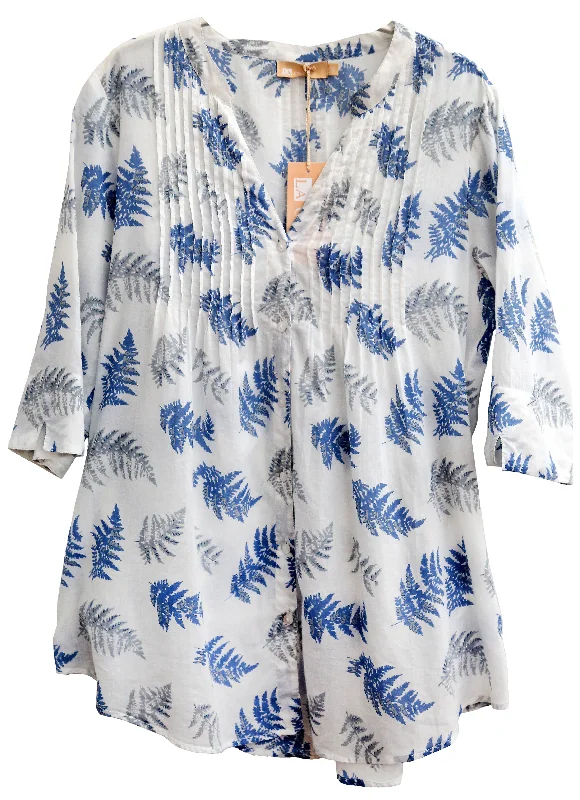 Pleat Front Printed Cotton Top - Plus Size Plus Size Skater