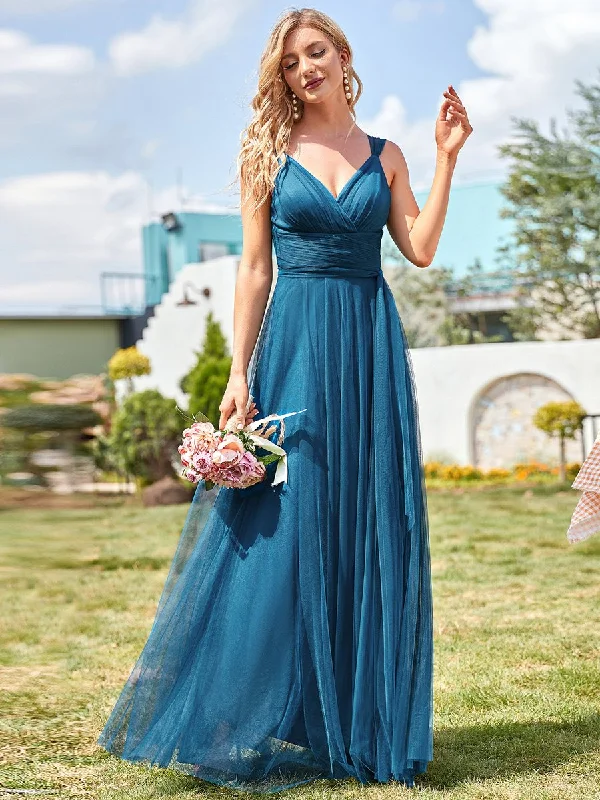 Floor Length Sleeveless Wholesale Maxi Bridesmaid Tulle Dresses Tulle Dress Color