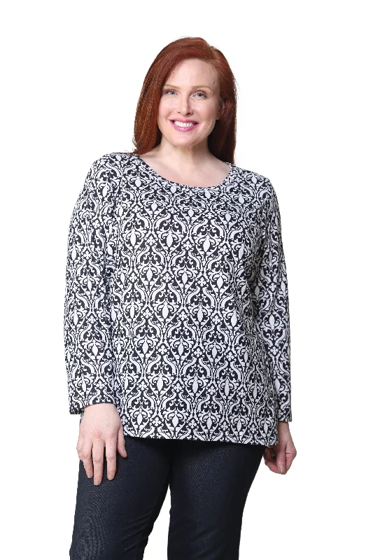 La Cera Baroque Print Pullover Top - Plus Size Plus Size Party