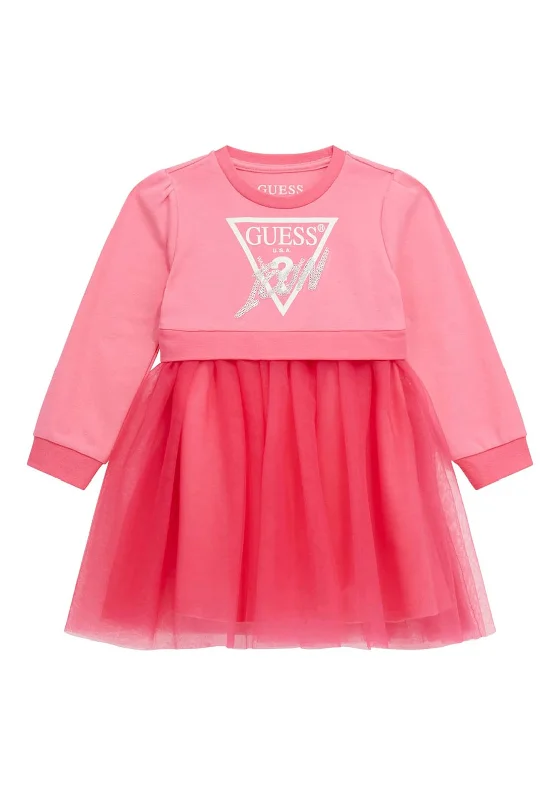 Guess Girl Long Sleeve Jumper and Tulle Dress, Pink Tulle Dress Sparkly