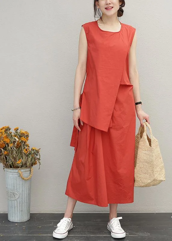 Loose red cotton Long Shirts o neck asymmetric Maxi summer Dress Classic Button Shirt Loose red cotton Long Shirts o neck asymmetric Maxi summer Dress Classic Button Shirt