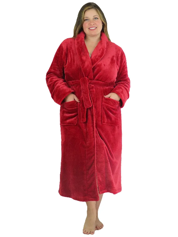 La Cera Plush Fleece Long Robe - Plus Size Stylish Plus Dress