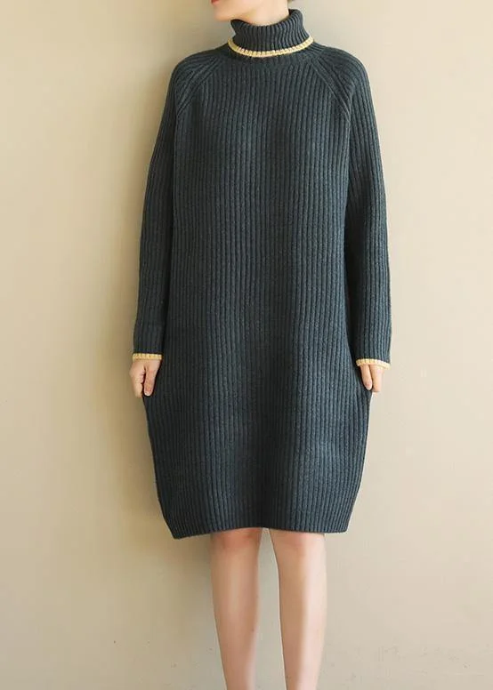 Aesthetic Sweater high lapel collar dresses Vintage army green daily knitwear Knit Sweater Dress Aesthetic Sweater high lapel collar dresses Vintage army green daily knitwear Knit Sweater Dress