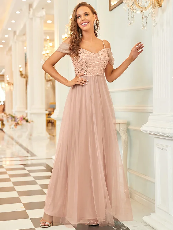 A-Line Sweetheart Neckline Ruffle Sleeve Tulle Wholesale Bridesmaid Dress Tulle Party Gown A-Line Sweetheart Neckline Ruffle Sleeve Tulle Wholesale Bridesmaid Dress Tulle Party Gown