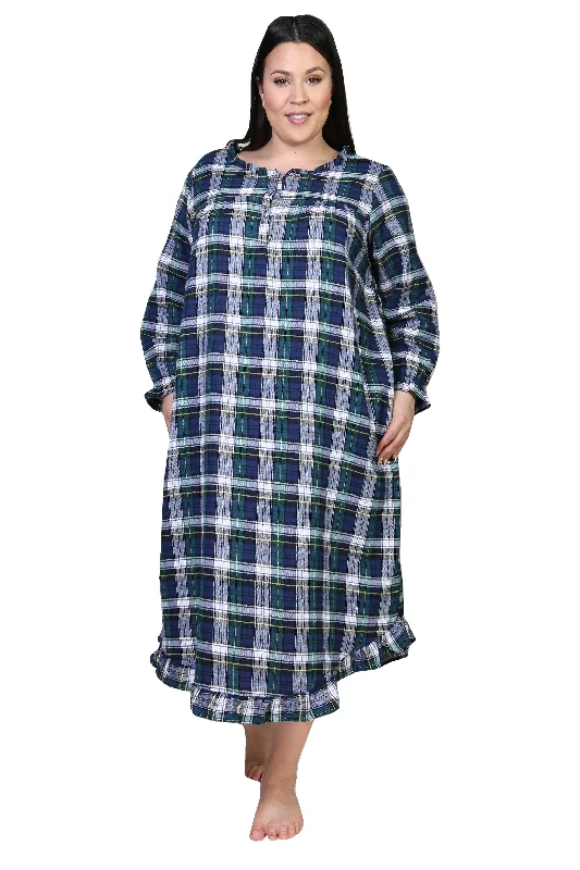 Flannel Plaid Night Gown - Plus Size Chic Plus Size