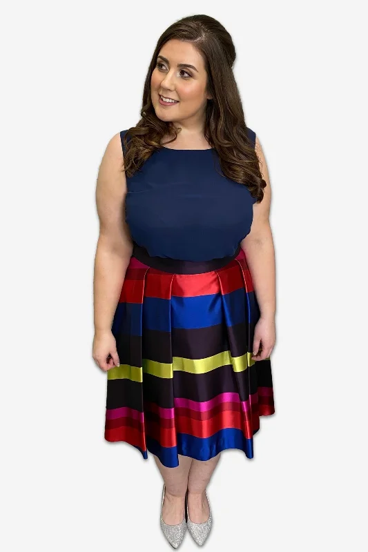 Plus Size Colour Block Striped Skirt Plus Size Fit