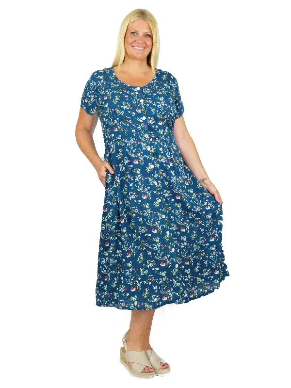 Plus Size La Cera Button Front Short Sleeve Dress Plus Size Flowing