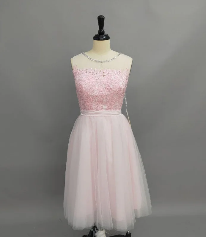 Jewel Sleeveless Short Lace Tulle A-Line Dress Tulle Dress Glam