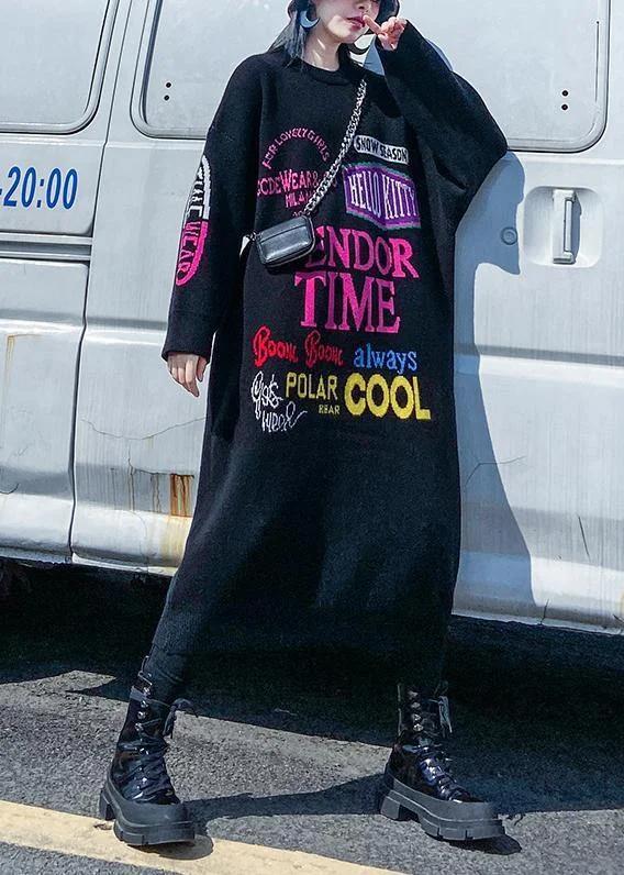 Christmas o neck Sweater dresses Vintage black Letter daily sweater dresses Casual Sweater Gown Christmas o neck Sweater dresses Vintage black Letter daily sweater dresses Casual Sweater Gown