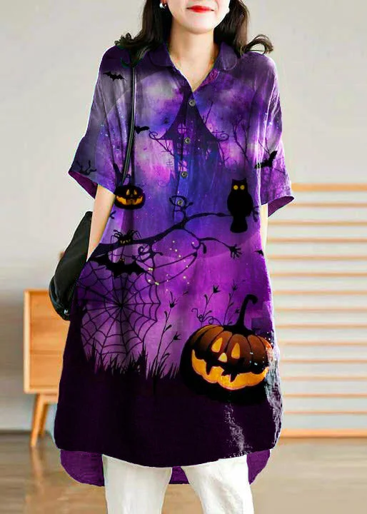 Jade purple-pumpkin stripes polka dots Linen Women Casual Linen Shirt Dress Elegant Button Shirt Jade purple-pumpkin stripes polka dots Linen Women Casual Linen Shirt Dress Elegant Button Shirt