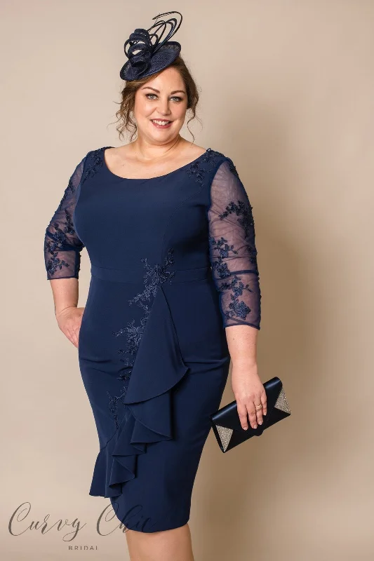 DU440 | Veromia Navy Plus size Midi Dress Plus Size Maxi