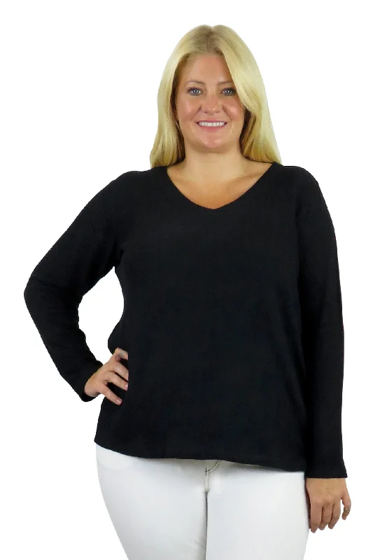 V-Neck Comfort Collection Long Sleeve Top - Plus Size Plus Size V-neck