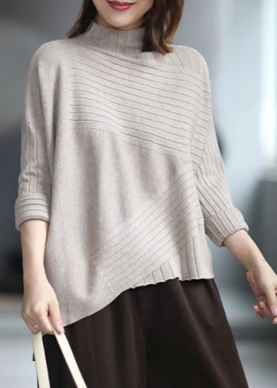 Casual Apricot elegant Turtleneck Casual Fall Sweater Winter Knit Dress