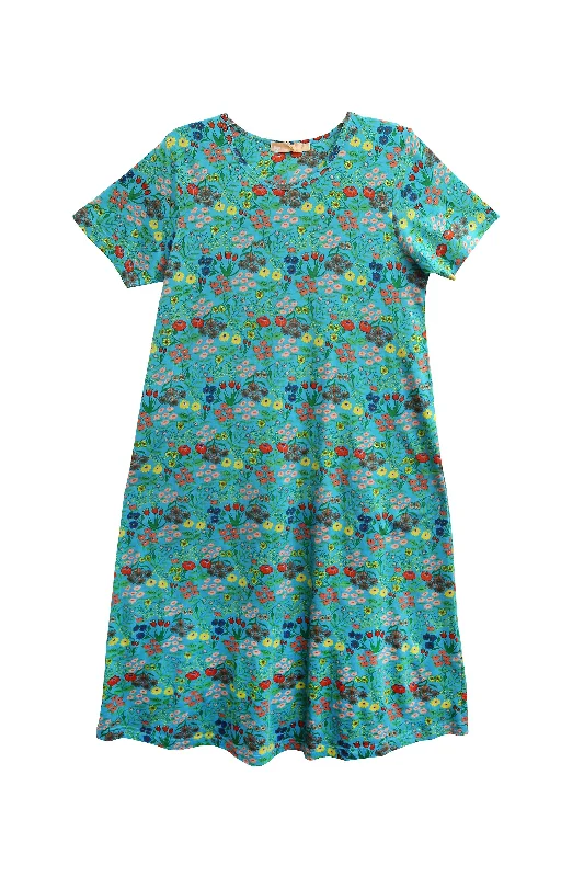La Cera Printed A-Line Cotton Jersey Knit Plus Size Dress Plus Size Cold-shoulder