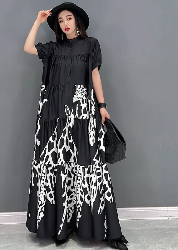 Classy Black Stand Collar Patchwork Wrinkled Print Chiffon Shirt Dress Short Sleeve Polka Dot Shirt Classy Black Stand Collar Patchwork Wrinkled Print Chiffon Shirt Dress Short Sleeve Polka Dot Shirt