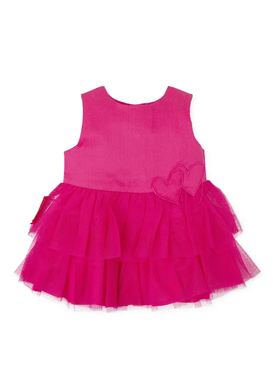 Agatha Ruiz De La Prada Girl Tulle Heart Dress, Pink Boho Chic Tulle