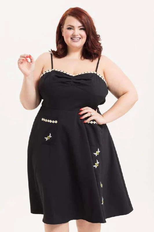 Bee Black Flared Dress Plus Size Plus Size Floral