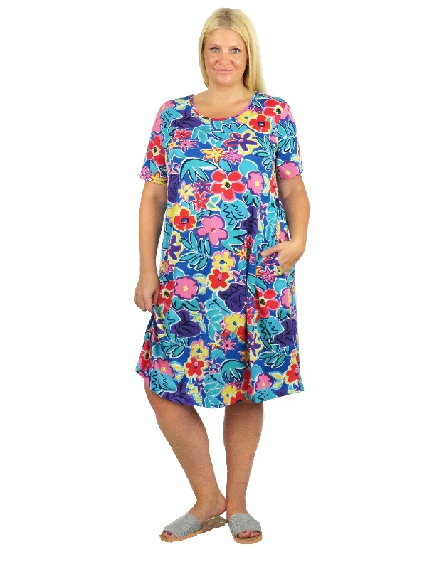 Plus Size Short Sleeve Cotton Knit Short Dress Plus Size Trendy