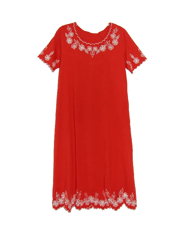 La Cera 100% Cotton Knit Plus Sized A-Line Dress Elegant Plus Size