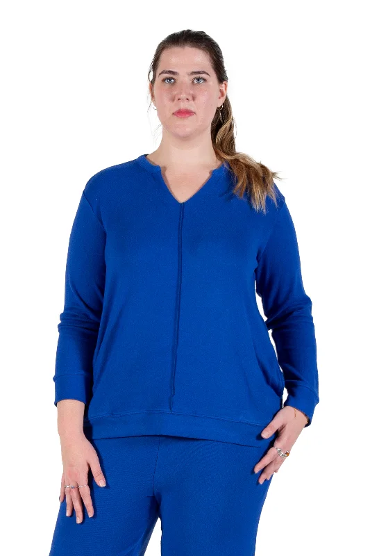 Plus Size Comfort Luxe Collection Cozy Knit V- Neck Tunic Plus Size Top