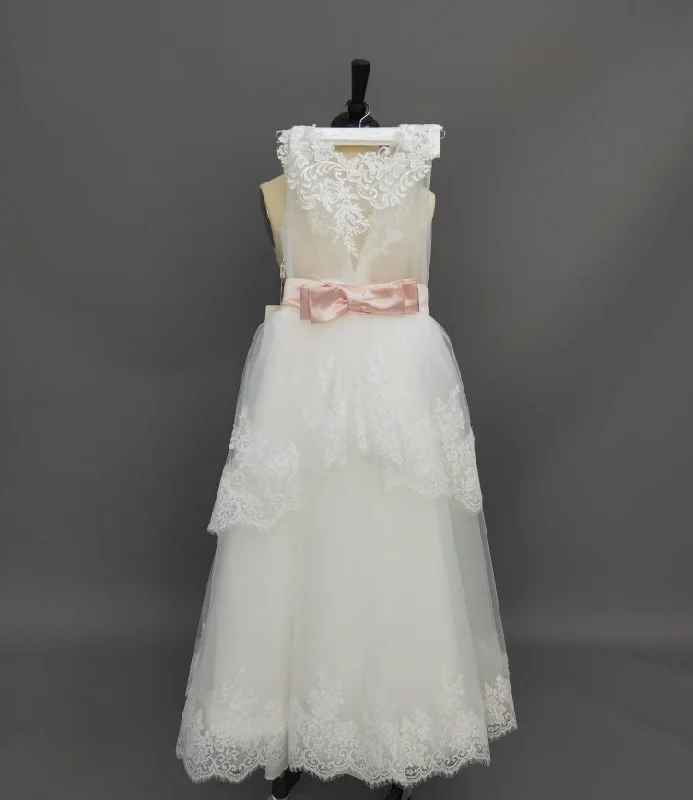 Floor-Length High Neck Sleeveless Tulle Dress With Bow Party Tulle Dress