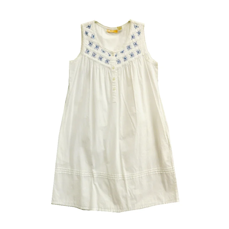 La Cera Plus Size Lattice Yoke Chemise with Embroidery Plus Size Glitter