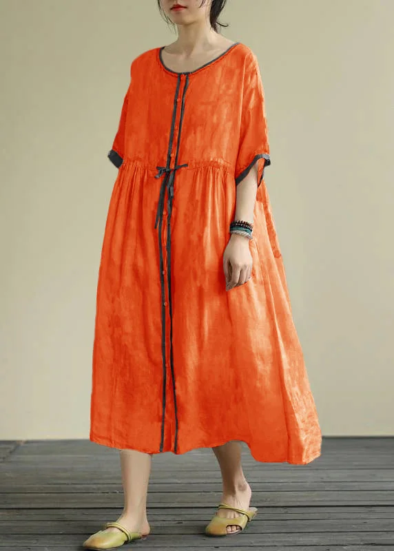 Diy Orange Chiffon Long Shirts O Neck Drawstring Robe Summer Dresses Pleated Shirt Dress Diy Orange Chiffon Long Shirts O Neck Drawstring Robe Summer Dresses Pleated Shirt Dress