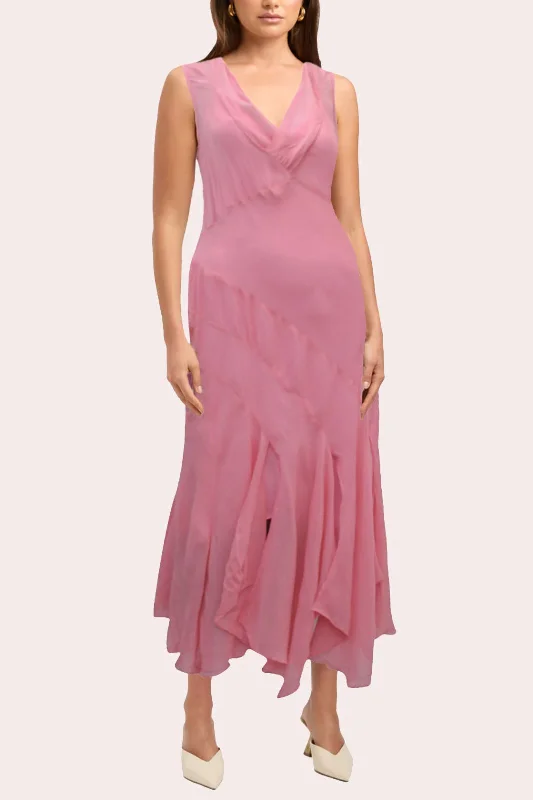 Together Pink Plus Size Sleeveless Asymmetric Ruffle Dress Trendy Plus Gown
