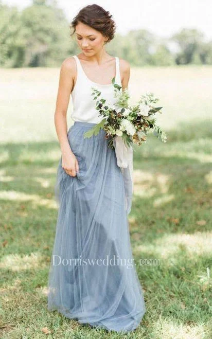 Sleeveless A-line Long Tulle Gown with Pleats and Scoop Neck-106871 Tulle Dress Trend Sleeveless A-line Long Tulle Gown with Pleats and Scoop Neck-106871 Tulle Dress Trend