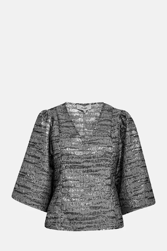 Melbi V-Neck Blouse Gunmetal Women’s Pullover Hoodie