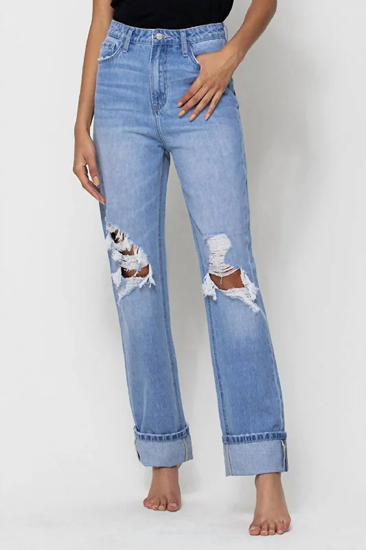Alyssa Distress 90S Straight Jean In Denim