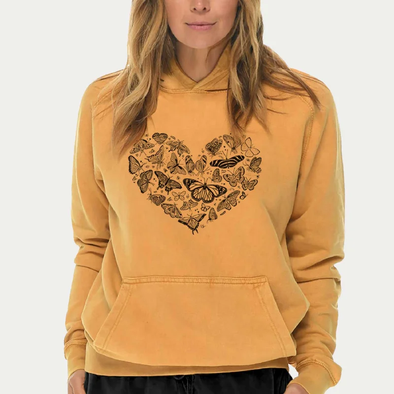 Heart Full of Butterflies  - Mid-Weight Unisex Vintage 100% Cotton Hoodie Cozy Sweatshirts for Fall