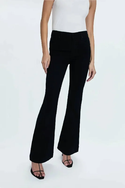 Kinsley Mid Rise Ultra Flare Jeans In Black Ink