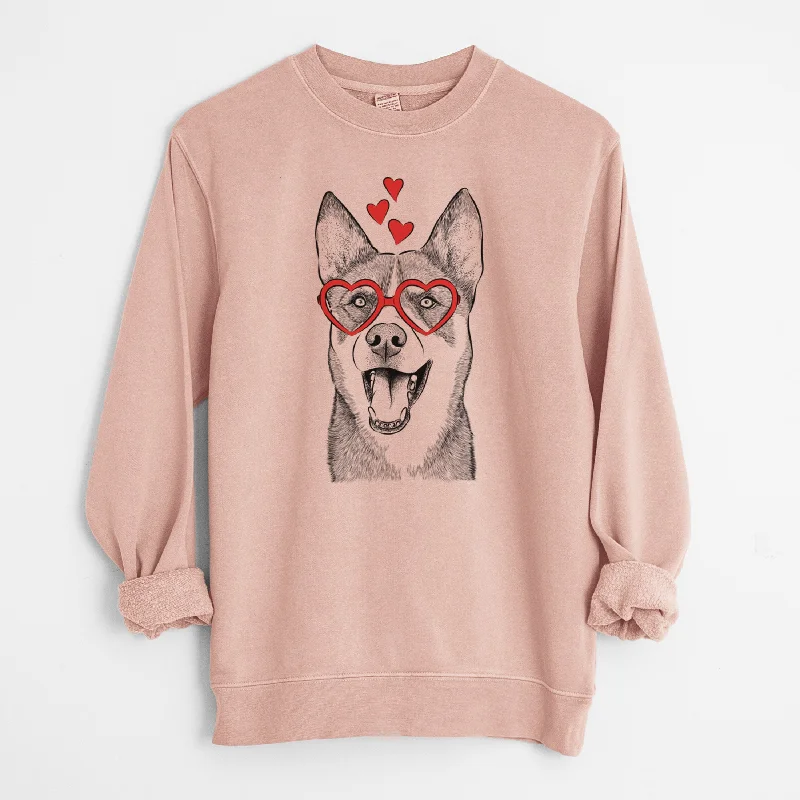 Valentine Roux the Siberian Husky - Unisex Pigment Dyed Crew Sweatshirt