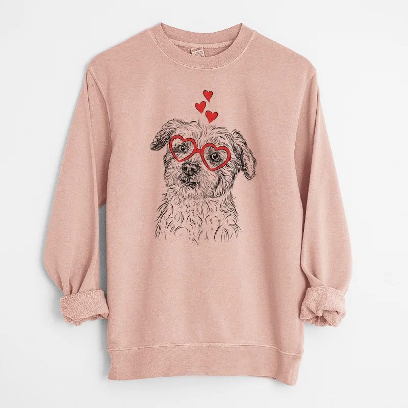 Valentine Roxie the Schnauzer Shih Tzu Mix - Unisex Pigment Dyed Crew Sweatshirt