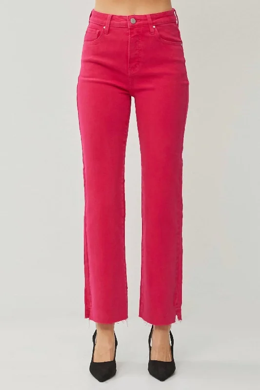 Tummy Control Straight Jean In Fuchsia