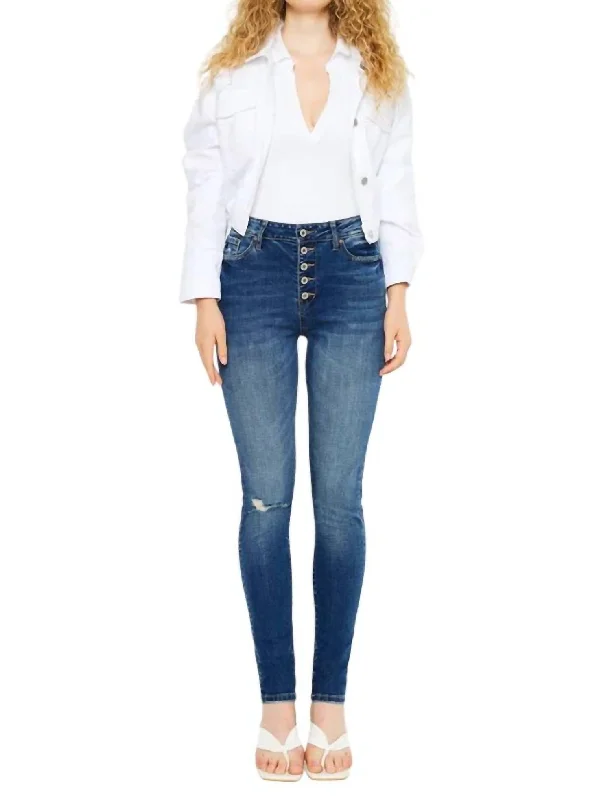 Wesley High Rise Super Skinny Jean In Medium Wash