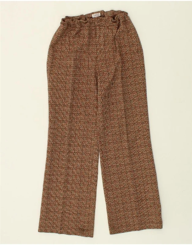 STEFANEL Womens Straight Casual Trousers IT 46 Large W32 Brown Check