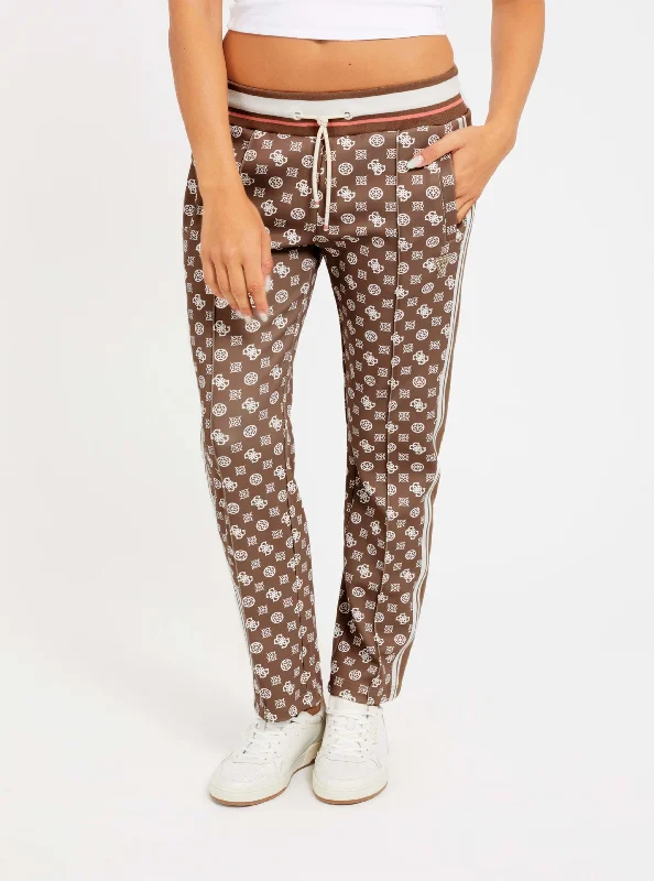 Beige Brown Logo Active Pants Casual Women’s Hoodies