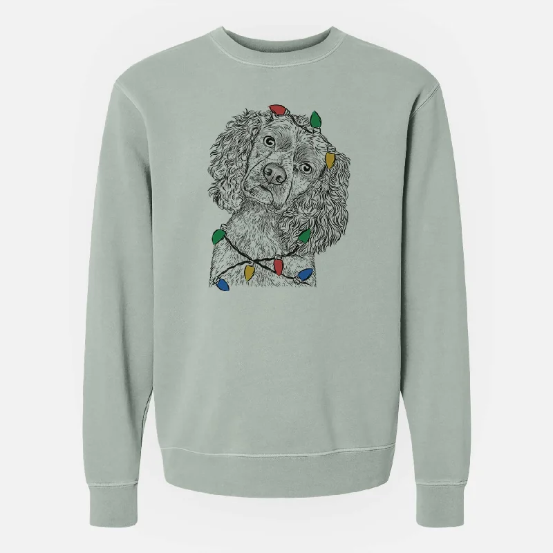 Christmas Lights Sadie the Cocker Spaniel - Unisex Pigment Dyed Crew Sweatshirt