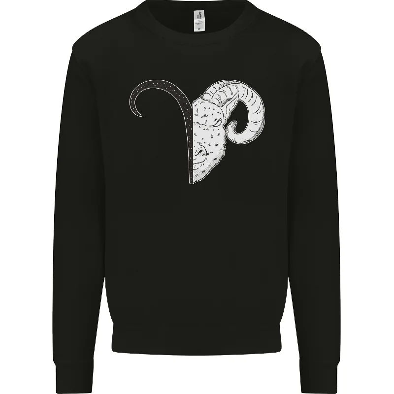 Aries Goat Head Star Sign Mens Sweatshirt Jumper