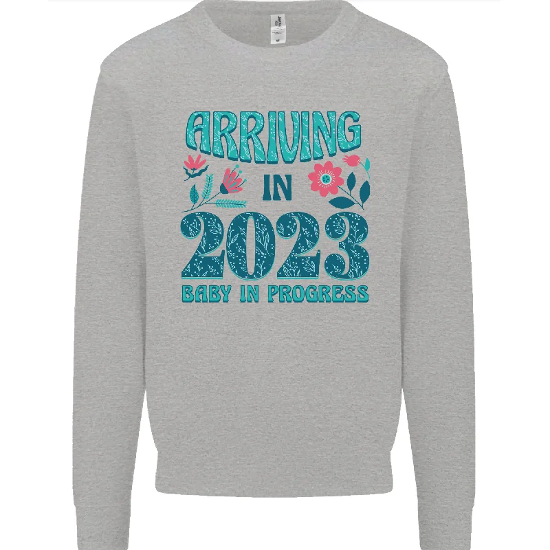 Arriving 2023 New Baby Pregnancy Pregnant Mens Sweatshirt Jumper