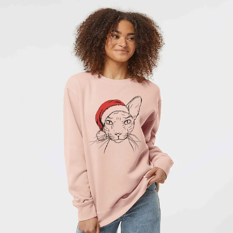 Santa Sammy the Spinx Cat - Unisex Pigment Dyed Crew Sweatshirt