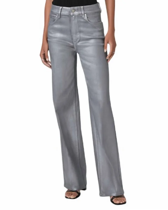 Sasha Wide Leg Jean In Silver Coating